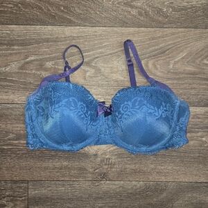 DKNY Lace Blue & Purple Underwire Bra 38B
